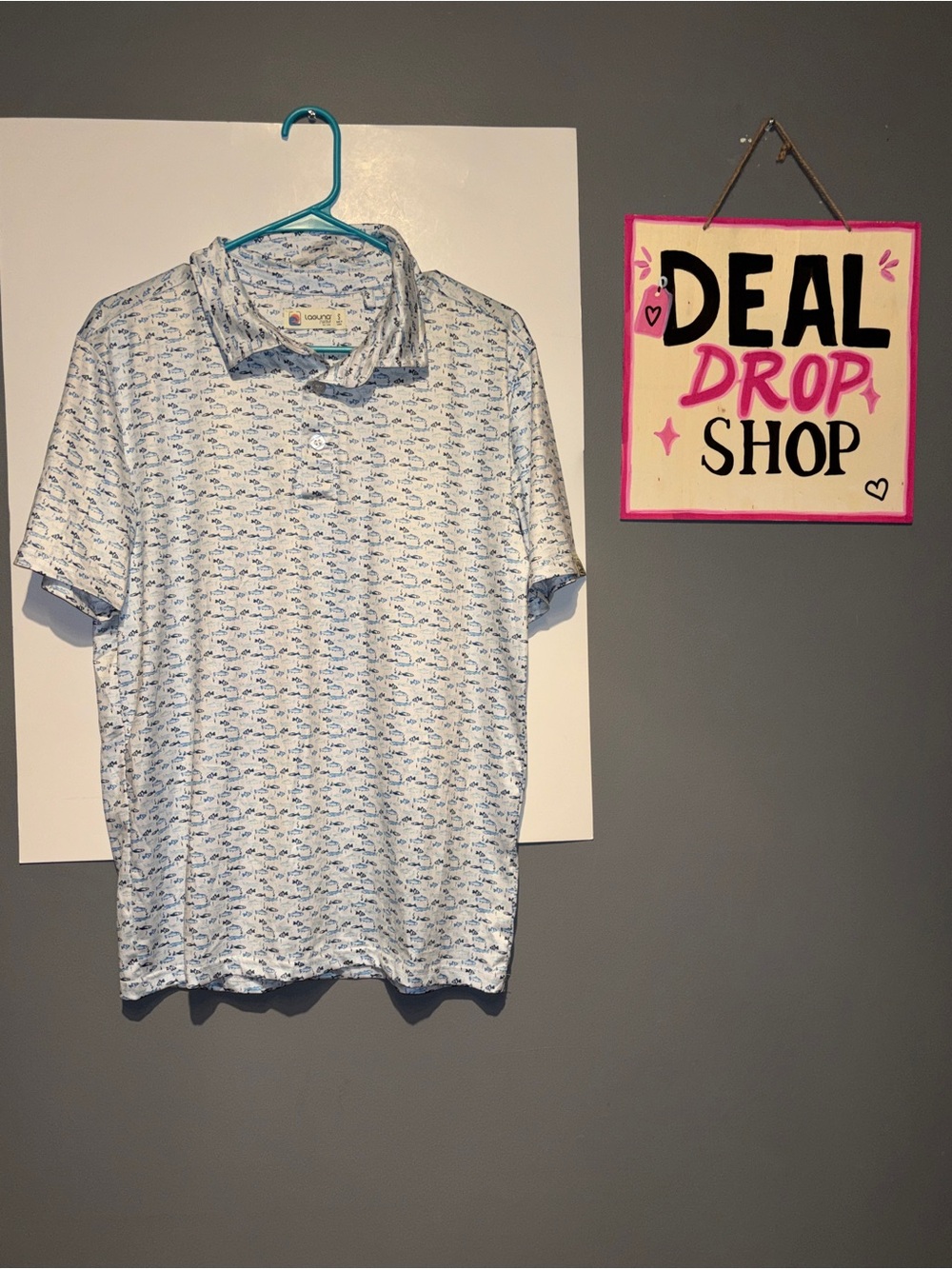 Laguna B Light Blue Printed Polo - Men